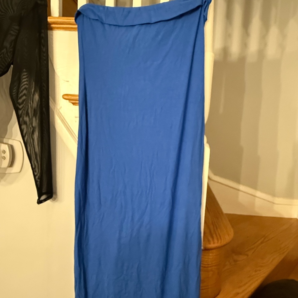 Elegant Blue Women's Strapless Dress